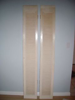 SET OF TWO WOOD LOUVRED/SLAT FRENCH DOORS   78 3/4 H x 11 5/8 W x 1 1 