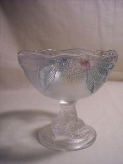 Glass Compote Dish ~ Thistle Pattern ~Three Mold ~ Made in France