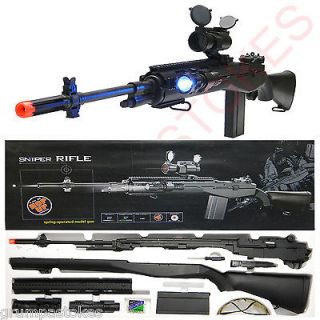 400FPS AGM M14 Airsoft Spring High Powered Sniper Rifle,Flashlight,Red 