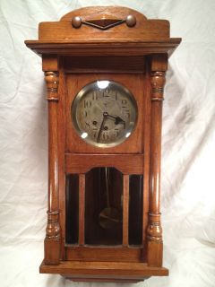 Antique Mauthe German Wall Clock with Oak Case Kakaco Noted on Clock 