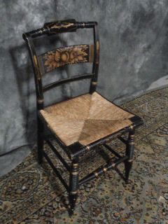 WONDERFUL SIGNED HITCHCOCK STENCILED FARMHOUSE CHAIR