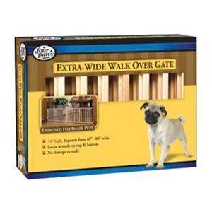 Four Paws Double Wide Walk Over Wooden Pet Safety Gate 18 H x 48 80 