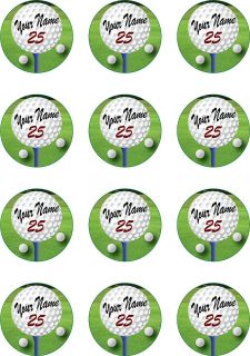   Name Age Golf Birthday Male Man Icing Cup Cake Topper 12x2 Precut