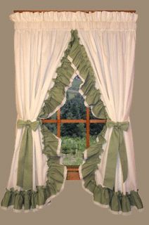 Madelyn Ruffled Priscilla Country Curtains Lace Edging French Cottage