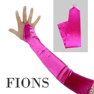 23 Fushia Pink Fingerless Satin Prom Opera Gloves