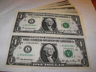 2006 25 Consecutive Number US $1 Dollar Star Note Bills