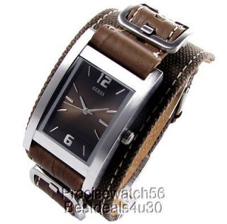   GUESS MENS WATCH NWT BROWN LEATHER CUFF BRACELET STRAP G   IDOL BAND