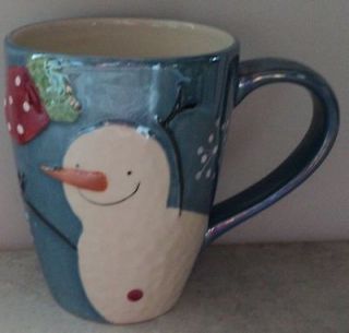 Cracker Barrel Snowman Magic Mug Metallic Blue Christmas Holidays 
