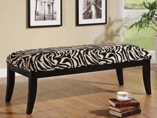   Animal Print Bench Zebra Long Seat Furniture Black White Row