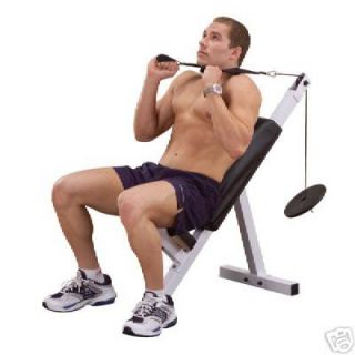 body solid Powerline Ab Bench, uses free weights