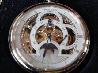 CHARLES HUBERT STAINLESS WHITE DIAL SKELETON MOONPHASE MECHANICAL 