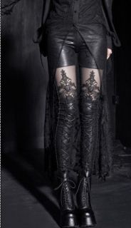 fashion girls Punk Gothic embossed decorative pattern leggings 