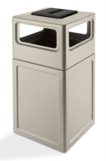 38 Gallon Square Outdoor Garbage Can w/Dome Lid Ashtray