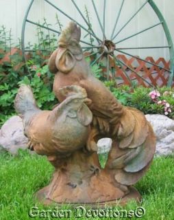 Large ROOSTER & HEN FAMILY Fiberglass Garden Statue