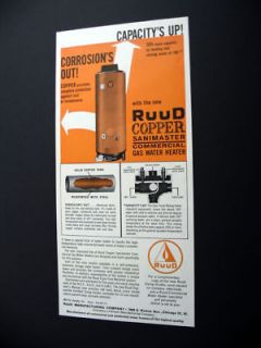 Ruud Copper Sanimaster Gas Water Heater 1961 print Ad