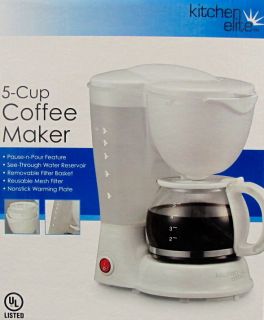   ELITE 5 CUP COFFEEMAKER COMPACT WHITE COFFEE MAKER BREWER   NICE