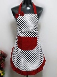 Cheap Bowknot Dots Bow work Kitchen Restaurant Cooking Canvas Apron 