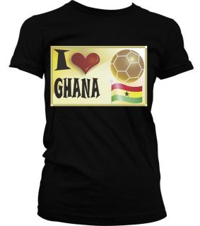 Love Heart Ghana Flag Soccer Football Girls T Shirt