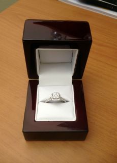   Wood & Off White Leather ENGAGEMENT Ring Box Great quality Great Price