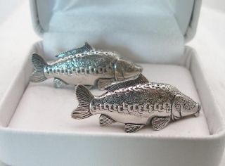 Mirror Carp Cufflinks in Fine English Pewter, Gift Boxed, fishing 