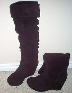 Steve Madden Girl New Black Women Heel Knee High Boot Shoe Suede Size 