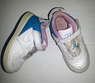 GUC Girls Nike Jordan high tops size 10C White, blue, pink