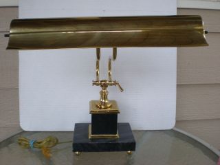 Vintage ~ MARBLE & BRASS ~ PIANO DESK LAMP ~ ADJUSTABLE ~ DOUBLE BULB
