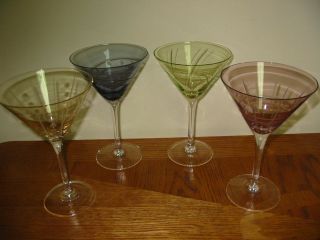 Mikasa Pastels Crystal Martini Cocktails 10oz Goblets/Glasse​s 