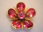 Vintage Jewelry CR Co 1/20 12K Pink Ice Rhinestone Flower Brooch Pin
