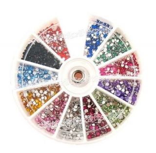 1000 x 4mm Nail Art Rhinestones Glitters Wheel 12Colors