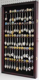 60 Spoon Display Case Cabinet Holder Rack Wall Mounted, Real Glass 