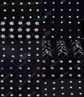 24Sytle Wholesale body jewelry lots stainless steel Nose stud piercing 