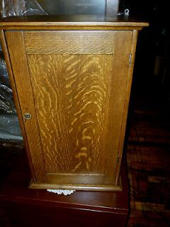 Antique Oak Medicine Cabinet W/ lock Key Refinished Curio USA 