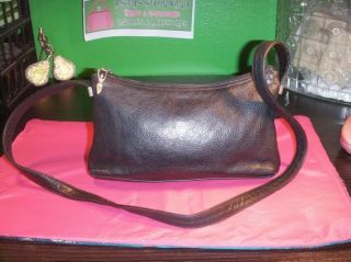   Leather Hillard & Hanson Shoulder Bag w/ Goddess Pendant Zip Fob Purse