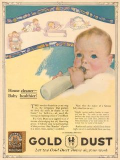 1910s antique GOLD DUST Fairbanks CLEANING Soap Clean BABY BOTTLE 