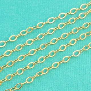 14K Gold Filled Bulk Flat Cable Chain 2.2mmx3.2mm link BY THE FOOT
