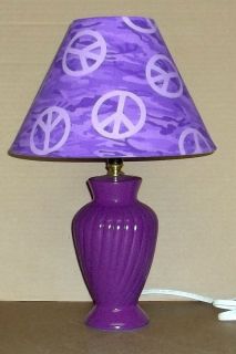 PEACE SIGN FABRIC LAMPSHADE lamp shade & PURPLE LAMP