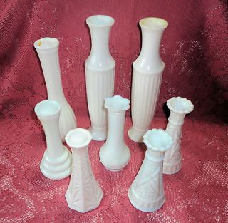 Vintage Milk Glass Vases Lot of 8 Hoosier Randall CLG Stars & Bars 