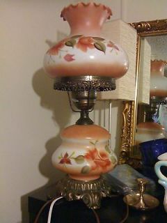 Antique Gone with the Wind Style Hurricane Parlor Hand Painted Large 