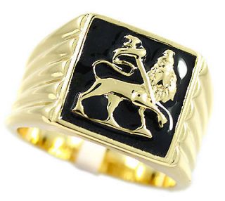 Mens Lion Of Judah Gold Plated Ring