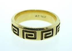 Estate Jewelry 14K Gold Greek Key Wedding Ring Band