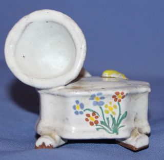 Vintage Handcradfted Glazed Redware Pottery Small Gramophone Figurine
