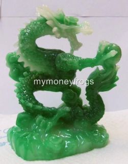 Green Jade Chinese Oriental Lucky Feng Shui New Year DRAGON Figurine 