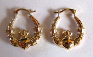 gold claddagh earrings in Fine Jewelry