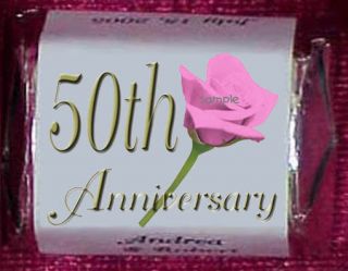 50th Golden ANNIVERSARY Rose Party Personalized Candy Wrappers Favors