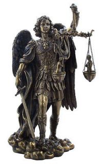   ST MICHAEL HOLDING SCALES Guardian Angel Patron Saint Statue Bronze