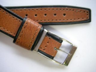 Rodania 70s brown/ black leather watch band 17 mm