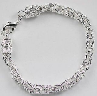 Fashion jewelry 925 sterling silver Byzantine Chain Bracelet 8inch