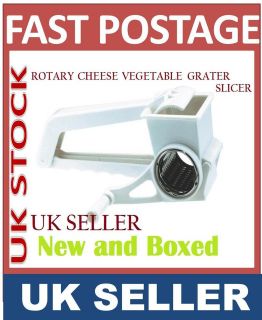 NEW BOXED ROTARY CHEESE & VEGETABLE HERB GRATER SHREDER SLICER S/STEEL 