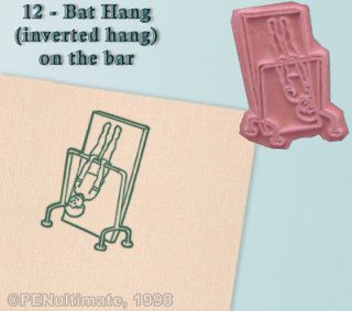 Gymnastics Hand Stamp Unmounted Inverted Hang on Bar Handstamp Rubber